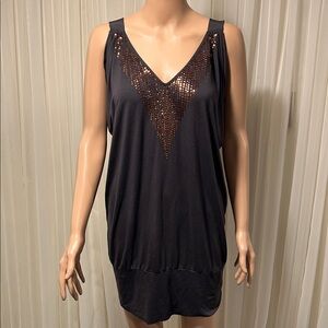 Express Gray Tunic with Copper Sequin Accent